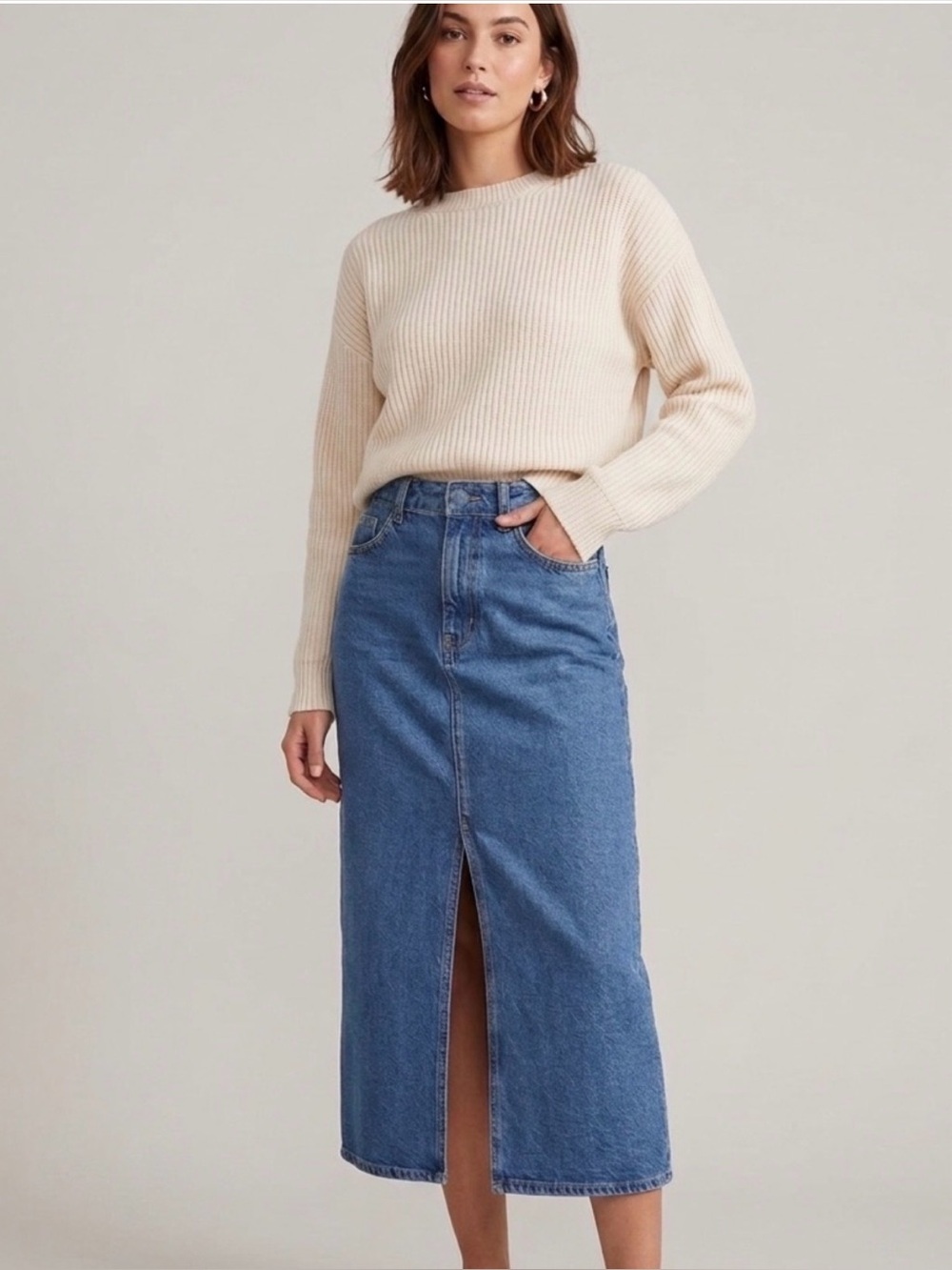 COS Sz 6 Denim Medium Wash Midi Classic Skirt